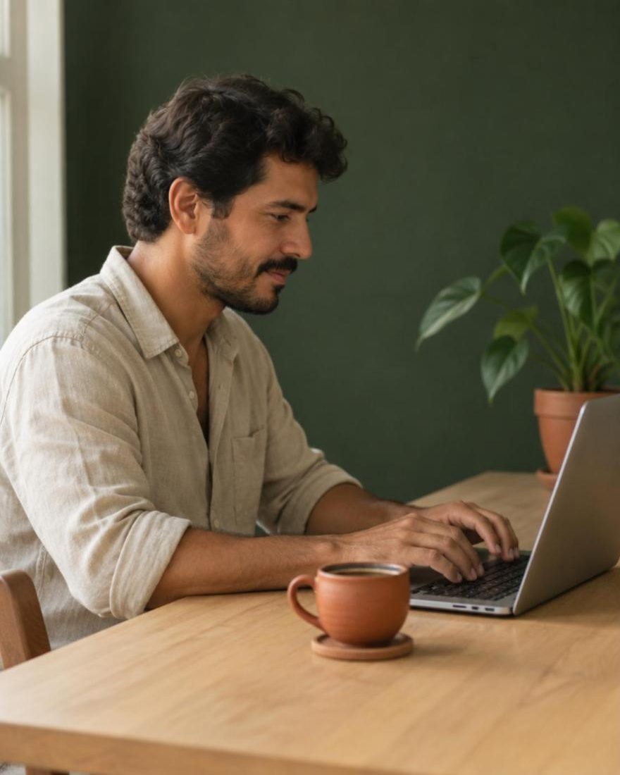 Homem trabalhando no notebook